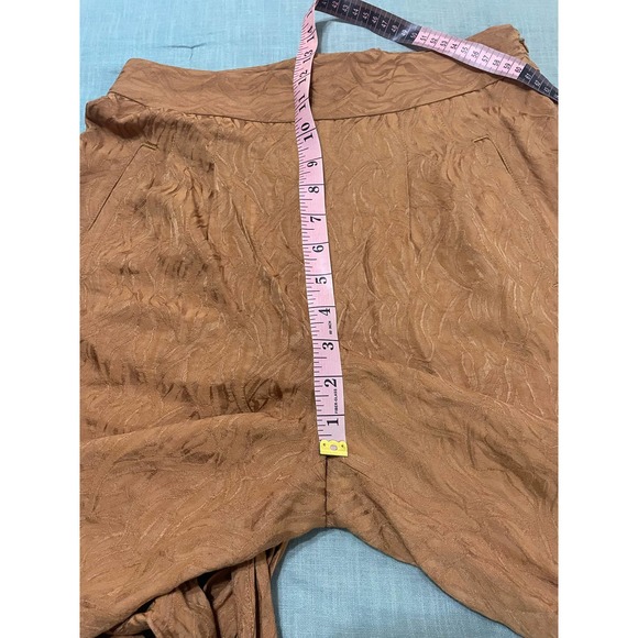 Anthropologie Ett TWA Aubade Jacquard Pants Boho 6 Tie Waist Zip Gold - Picture 11 of 12